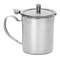 a stainless steel coffee pot with a lid and handle on an isolated white background photo