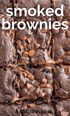 chocolate brownies are stacked on top of each other with the words, smoked brownies