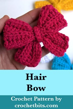 Crochet Butterfly Hair Bow Pattern (for Beginners) Crochet Bow Aesthetic, Crochet Bow Hair Tie Free Pattern, Crochet Bow Hair Tie, Crochet Hair Bows Free Pattern, Hair Bow Pattern, Crochet Bows Free Pattern, Crochet Hair Bow, Crochet Bow Pattern, Crochet Hair Bows