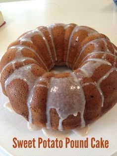 a bundt cake sitting on top of a white plate