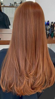 Haircut For Ginger Hair, Ginger Hair On Brunette, Different Ginger Hair Colors, Brunette Ginger Highlights, Copper Hair On Brunettes, Faded Copper Hair, Copper Hair Gloss, Copper Gloss Hair, Level 7 Copper Hair