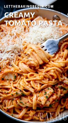 creamy tomato pasta with parmesan cheese is an easy and delicious dinner that's ready in less than 30 minutes