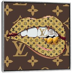 a louis vuitton lipstick with gold and white decorations on it