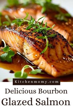 Delicious Bourbon Glazed Salmon Recipe Bourbon Salmon Recipes, Bourbon Salmon Recipes Baked, Bourbon Sauce For Salmon, Honey Bourbon Salmon, Glaze For Salmon, Salmon With Bourbon Sauce, Glazed Salmon Recipes, Salmon With Blueberry Sauce, Bourbon Glazed Salmon Recipes