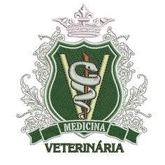 the emblem for medical veterinaria, with a snake on it's side