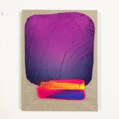 an abstract painting with purple and yellow colors