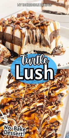 no bake cheesecake dessert recipe for two with text overlay that reads, triple lush