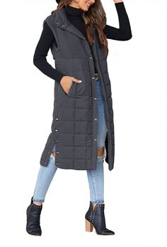 PRICES MAY VARY. Material:Comfortable and soft feeling,Lightweight and Stylish. Features: womens long down vest, button closure, sherpa fleece patchwork, sleeveless puffer long jacket coats for women, pockets, solid color, cute and fashion. Occasion: This women's down jacket is perfect for everyday winter use and suffices for outdoor activities as well. Such as work, casual, travel, outdoor sports, hunting, running, walking. Garment Care: Do not Bleach, Non High Temperature Ironing, Avoid Over E Long Down Vest, Long Puffer Vest, Elegant Vest, Sleeveless Puffer, Sleeveless Coat, Long Coat Jacket, Long Puffer, Soft Feeling, Casual Vest