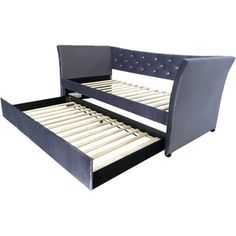 the bed frame is made up and ready to be used as a queen size bed