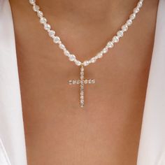 Material: gold plated brass, crystals Length: 15" + 3" extension Pendant size: 0.75" x 1" IMPORTED Angela Cross, Pearl Cross Necklace, Crystal Cross, Moon Ring, Silver Heart Necklace, Cross Ring, Crystal Flower, Blue Rings, Silver Pearls