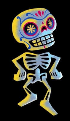 an image of a skeleton with red eyes and yellow arms on a black background photo