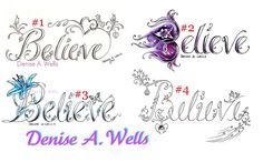 the words believe, believe and believe in different font styles