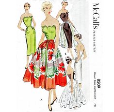 an image of women in dresses on the cover of a sewing pattern