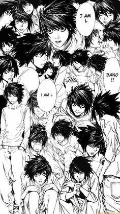 an image of some anime characters in black and white with the caption i aml