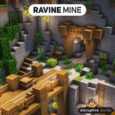 Mine In Minecraft, Minecraft Smithing Area, Spider Farm Minecraft, Minecraft Mining Area, Minecraft Water Wheel House, Mining Entrance Minecraft, Smelting Area Minecraft, Mine Entrance Minecraft Ideas, Minecraft Minecart Track Ideas