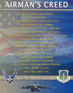 an airman's creed with the american flag