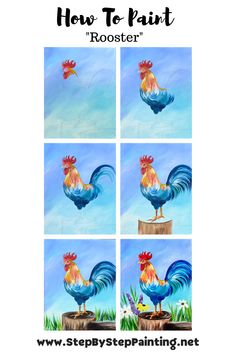 how to paint roosters step by step