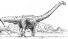 a drawing of a dinosaur standing in the dirt