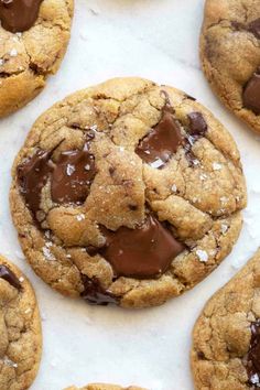 chocolate chip cookies with sea salt on top