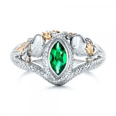 The design originated as a custom order for a client from Brooklyn, NY who asked us to recreate the Ring of Barahir worn by Aragorn in The Lord of the Rings. Description from josephjewelry.com. I searched for this on bing.com/images White Gold Multi-stone Rings For May Birthstone, Collectible Emerald Ring In White Gold, White Gold Hallmarked Rings For May Birthstone, Ring Of Barahir, Twin Snakes, Bezel Set Marquise, Who Asked, The Lord Of The Rings, Custom Ring