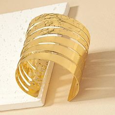 Textured Metal Timeless Wrapped Cuff Bangle Bracelet - SHExFAB Gold Bangle Bracelets For Spring, Gold Bangle Bracelet For Spring, Trendy Gold Bangle For Spring, Gold Bangle For Spring Parties, Spring Gold Trendy Bangle, Gold Cuff Bracelets For Spring, Womens Bangles, Cuff Bangle Bracelet, Vintage Punk