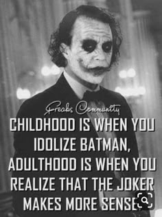 the joker quote with an image of a man wearing a suit and tie, in front of