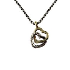 Vintage David Yurman Sterling Silver And 18 Karat Yellow Gold Double Heart Necklace- This Romantic Double Heart Necklace By David Yurman Is Crafted In Beautifully Detailed Sterling Silver And 18k Yellow Gold. Size: 16.5 Inches (Necklace) 13 Mm X 11 Mm (Pendant) Weight: 7.2 Gr./ 4.6 Dwt. Hallmark: D.Y. 750 925 Very Good Condition, Professionally Polished. Will Come Packaged In A Gift Box Or Pouch (When Possible) And Will Be Shipped U.S. Priority Mail Insured. Dv032023/17kcs Double Heart Necklace, David Yurman Jewelry, Double Heart, David Yurman, Heart Necklace, Red Gold, Priority Mail, Womens Jewelry Necklace, Hallmark