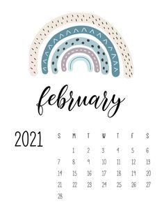 a calendar with the word february on it and an image of a rainbow in the background