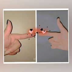 two pictures of fingers with hearts on them