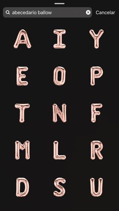 the alphabet is made out of pink foil