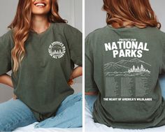 National Park Comfort Colors T-Shirt, Granola Girl Tee, Conservation Shirt, Nature Conservation Shirt, Outdoor Lover Gift, Outdoorsy Shirt { S H I R T / D E T A I L S } These t-shirts are Unisex fit & are Made of pre-shrunk 100% ringspun cotton heather colors are 52% cotton, 48% polyester The Sweatshirts are Unisex fit and are normally 50% cotton and 50% polyester Please see images for sizing details. Please refer to the size chart in the listing photos. ❃ For an oversized look, you may want to National Park Shirts, Outdoorsy Shirt, Volunteer Shirt, Outdoor Lover Gifts, Camping Outfits, Nature Conservation, Outdoor Lover, Granola Girl, Girls Tees