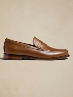 Leather Penny Loafer | Banana Republic Factory Classic Formal Wingtip Moccasins, Timeless Moccasins With Round Toe For Business Casual, Classic Brogue Loafers For Formal Occasions, Classic Formal Loafers With Brogue Detailing, Classic Slip-on Formal Oxfords, Classic Wingtip Moccasins, Classic Wingtip Loafers For Formal Occasions, Classic Slip-on Dress Shoes For Business, Classic Formal Tassel Loafers