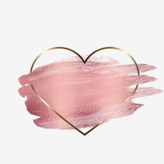 a heart shaped frame with pink paint and gold foil on the edges, against a white background