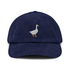 A hat made of corduroy? That's a yes! Get your hands on a hat that'll serve you for ages. The corduroy fabric has stood the test of time thanks to its best features--softness, affordability, and durability.  This goose hat is perfect for any time of year or gifts! * 100% cotton corduroy * Soft, unstructured crown * Cotton twill sweatband and taping * Adjustable buckle This product is made especially for you as soon as you place an order, which is why it takes us a bit longer to deliver it to you. Making products on demand instead of in bulk helps reduce overproduction, so thank you for making thoughtful purchasing decisions! Corduroy Hat With Embroidered Logo And Curved Brim, One Size Corduroy Cap, Adjustable Corduroy Hat With Curved Brim, Corduroy Hat With Curved Brim, Adjustable Corduroy Hat With Embroidered Logo, Father Status, Embroidered Corduroy, Corduroy Cap, Corduroy Hat