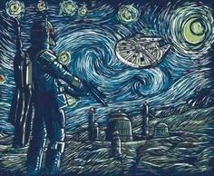 an image of a man standing in front of a starry night sky with the moon above him