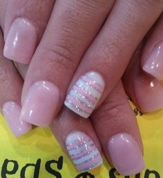 15 Nail Design Ideas That Are Actually Easy Nail Art Stripes, Light Pink Nails, Heart Nail, White Nail Art, Pink Nail Art, Get Nails