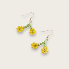 - Urban Outfitters - New With Tags - Blossom Drop Earring - One Size - Color: Yellow - Beaded - X06/54 Handmade Yellow Earrings For Spring, Green Casual Earrings For Spring, Spring Beaded Yellow Jewelry, Spring Yellow Beaded Jewelry, Casual Green Earrings For Spring, Yellow Spring Earrings, Yellow Drop Earrings For Spring, Yellow Beaded Earrings For Spring, Spring Yellow Beaded Earrings