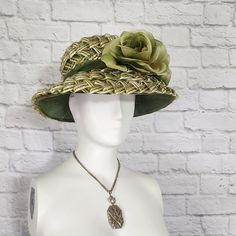 Vintage 60s hat, meant to sit on back of head with bouffant hairdo.  Measures 21.5" inside hat band Good condition, see photos for details Will be sent in box Wide Brim Green Mini Hat For Spring, Green Wide Brim Mini Hats For Spring, Spring Green Wide Brim Mini Hat, Vintage Green Adjustable Hat, Green Mini Hats For Spring Church Occasions, Green Summer Costume Hats And Headpieces For Church, Green Mini Hats For Church In Spring, Green Short Brim Hat For Garden Party, Green Spring Hats For Church