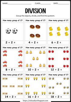 the worksheet for division is filled with different numbers and shapes to help students learn how