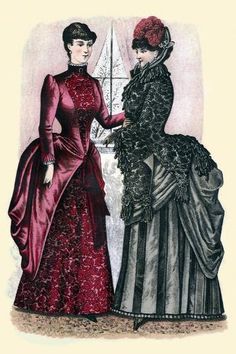 size: 18x12in Art Print: Godey's Lady's Book Winter 1884 Fashion Plate by Godey : Artists 1884 Fashion, 1800s Womens Fashion, 1880 Fashion, Victorian Era Fashion, 1880s Fashion, Victorian Costume, 19th Century Fashion, History Fashion, Gibson Girl