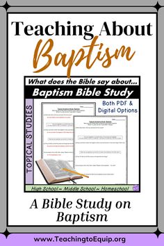 A teacher at church or at a Christian school, it’s important for us to ensure our students understand what baptism is, why we baptize, and why the Lord asks it of us. So every year, we take a moment to spend some time teaching the Biblical basis of Baptism. By understanding what the Bible says about baptism, students can grasp its importance and meaning more deeply. Using a structured topical Bible study resource can aid in this learning process, making it both effective and engaging. Topical Bible Study, Bible Study Topics, Bible Says, Names Of Jesus Christ