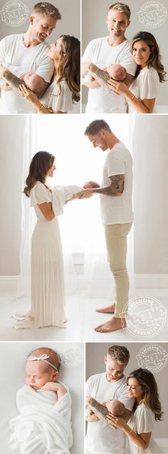 a man and woman are holding their newborn baby