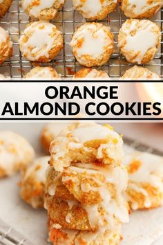 orange almond cookies stacked on top of each other