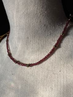 "Chocker style necklace. Beaded Garnets featuring bronze colored glass beads. Gold filled findings with a necklace length of 16\". Please message me with any questions." Beaded Chocker, Gemstone Art, Garnet Necklace, Necklace Beaded, Brass Earrings, Style Necklace, Red Garnet, Bronze Color, Necklace Length