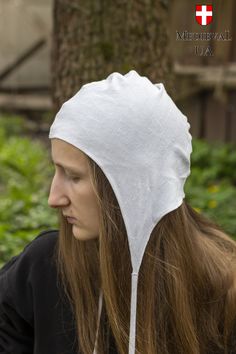 The coif was a head covering from the late Middle Ages, worn by adults, children, commoners, and nobles alike. Worn under armor, and on its own. This headdress male was the most commonly used throughout the Middle Ages. This coif we made-by-hand from 100% linen fabric. Linen coif available in white color. Made of white linen fabric. Make to order is available in four sizes: -For the head circumference 53-56 cm. (20,5-22 inches) -For the circumference 56-59cm. (22-23,2 inches) -For the head circu Medieval Clothing Women, Riveted Ring, Medieval Reenactment, Medieval Hats, Ren Faire Outfits, Viking Hat, Viking Reenactment, Medieval Rings, Dance Inspiration