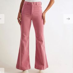 The Cutest Pair Of Corduroy Pants In The Best Shade Of Pink. The Flare/ Boot Cute Style Is So Flattering. Never Worn - New With Tags High Rise Corduroy Jeans For Spring, High-rise Corduroy Jeans For Spring, Pink Cotton Flare Jeans For Fall, Spring Corduroy Jeans, Spring High-rise Corduroy Pants, Corduroy Jeans For Spring, Chic High-waist Corduroy Bottoms, Spring Full Length Corduroy Jeans, Pink Wide Leg Corduroy Pants