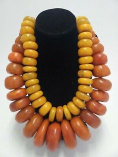 Find many great new & used options and get the best deals for 2 Amber Copal Beaded Necklace Moroccan Berber Handcrafted Resin vintage look 50s at the best online prices at eBay! Free shipping for many products! Wooden Bead Jewelry, Large Bead Necklace, African Beads Necklace, Egyptian Necklace, Amber Bead Necklace, Chunky Bead Necklaces, African Necklace, Vintage Beads Necklace, Amber Beads