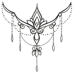 an ornate design with feathers and beads