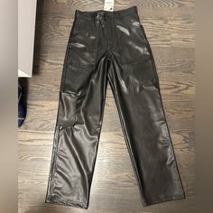 Bnwt Faux Leather Cargo Pants! Size M! Buttery Soft Material Lined With An Extremely Soft Material As Pictured High Waisted Cargo Style Leather Pants With Pockets For Night Out, Leather Trousers With Pockets For Night Out, Casual Pants With Faux Front Pockets For Night Out, Wide Leg Leather Pants With Pockets For Night Out, Trendy Black Pants With Faux Front Pockets, Winter High Waist Leather Pants With Pockets, Zara Trendy Straight Leg Leather Pants, Trendy High Waist Leather Pants With Faux Pockets, Zara Black Straight Leg Leather Pants