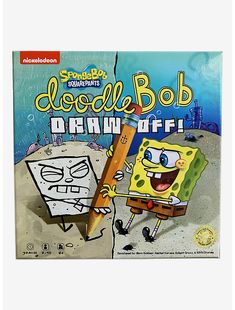 the spongebob drawn off game is shown in front of an image of a cartoon character